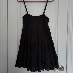 Zara Crinkle Textured Black Mini Dress